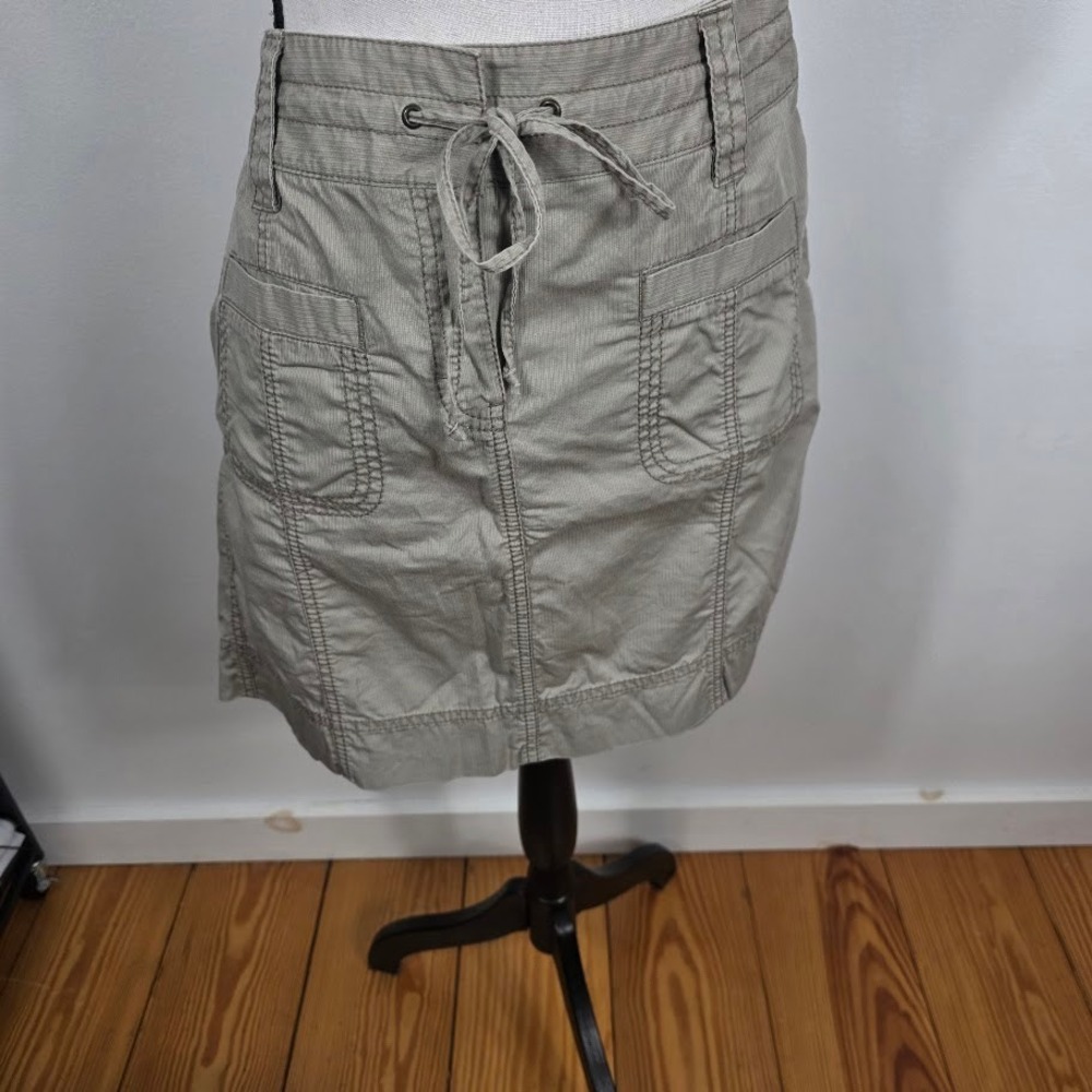 Ann Taylor Loft Cargo Mini Skirt Womens 6 Khaki Tan Excellent Drawstring Utility
